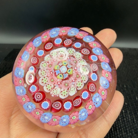 Baccarat Millefiori Art Glass Paperweight Concentric Floral Murrine Pink RARE - Picture 16 of 16
